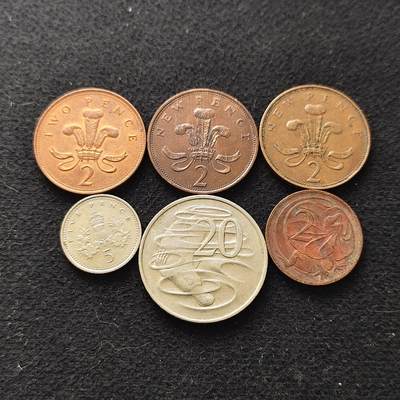 【全场包邮】纯粹捡漏拍486场（免费代拍第23场） - 世界各国各年份散币6枚一组-英国+澳大利亚