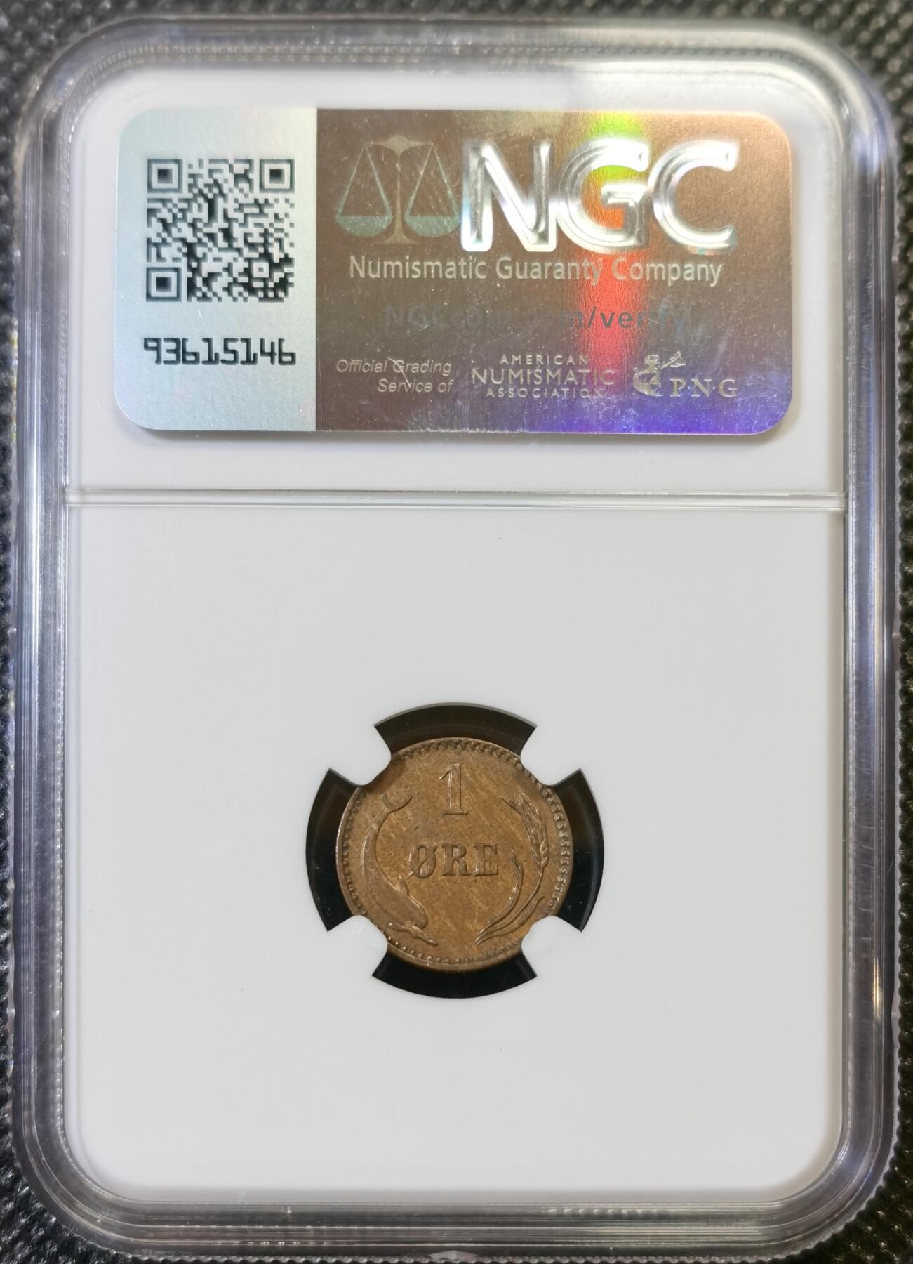 甄臻铺-世界币章拍卖（第44期）精品场拍品征集中，送拍享返佣金等优惠多多 NGC-MS63 丹麦1897年海豚1欧尔铜币 BN状态好品