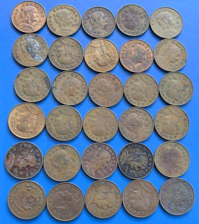 外国优质老铜币高银银币，周六九点倒数截拍，满百包邮，持续收拍 - 墨西哥60年代5分30枚