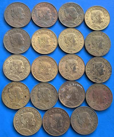 外国优质老铜币高银银币，周六九点倒数截拍，满百包邮，持续收拍 - 墨西哥70年代5分19枚