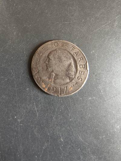 老王徽章第170期 - 法国1917年塔布市10生丁紧急货币     金属短缺时紧急代用币      