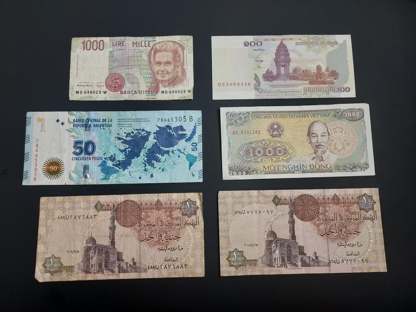 博彦收藏    12月22日 8点 钱币专场 全场包邮 意大利等外国纸币6张 流通品