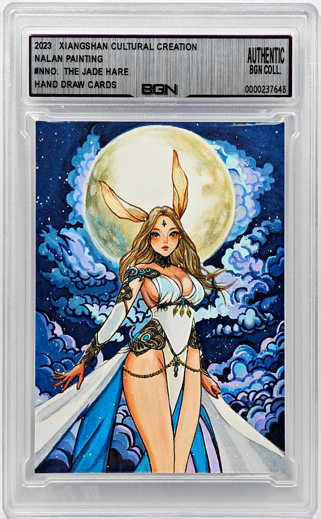 白泽拍卖卡牌手绘专场第30期（白金之夜 跨年大拍） 2023 香山文创手绘卡 玉兔  那澜签题 BGN评级