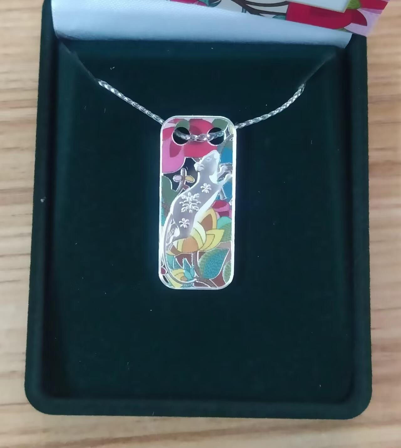 ❤️【币观天下】❤️ 第335期钱币拍卖- 2025.12.19周五晚上6点半场-长期征集拍品 纽埃2020年，中国生肖-鼠年. 激光镭射磨砂、彩色、矩形幸运吊坠、珠宝级精制银币. 盒证全. 美丽极了. 中国元素. 原价135美元