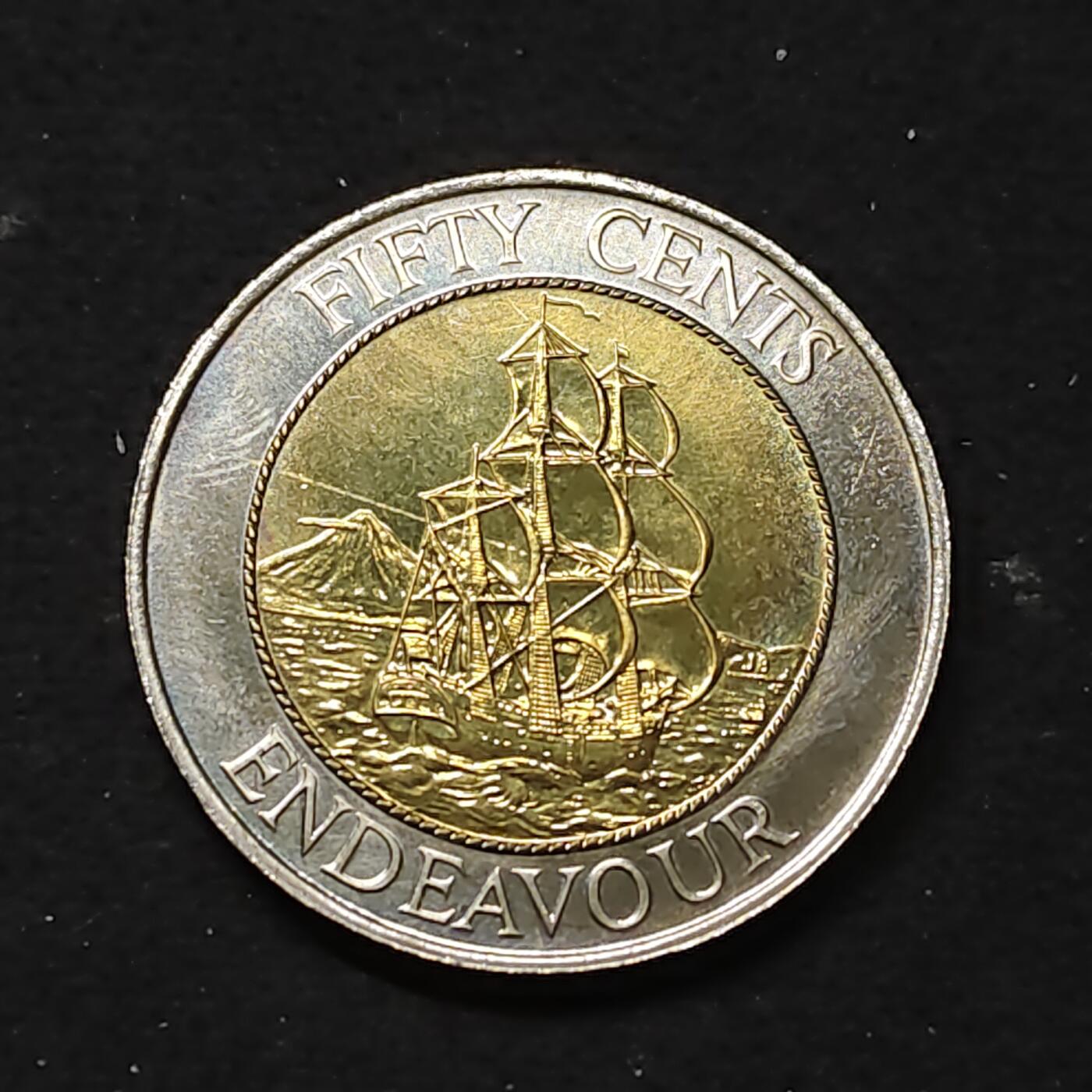 【全场包邮】纯粹捡漏拍486场（免费代拍第23场） 新西兰1994年奋进号50分双色纪念币