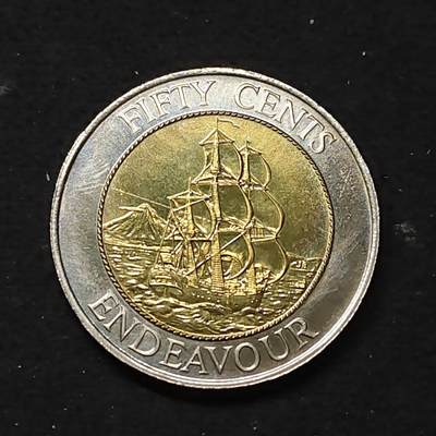 【全场包邮】纯粹捡漏拍486场（免费代拍第23场） - 新西兰1994年奋进号50分双色纪念币