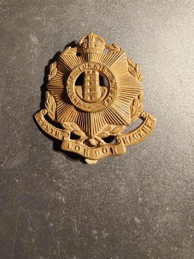 老王徽章第170期 - 英国伦敦第10步兵团哈尼克来复枪营帽徽     一战时期