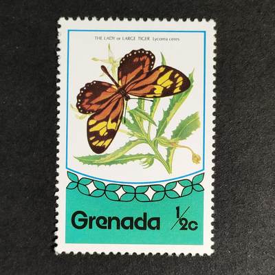 ↓君缘收藏684期☞钱币邮品↓无佣金、可寄存、满30元包邮  - 格林纳达邮票，1975年昆虫蝴蝶 淑女虎斑蝶邮票