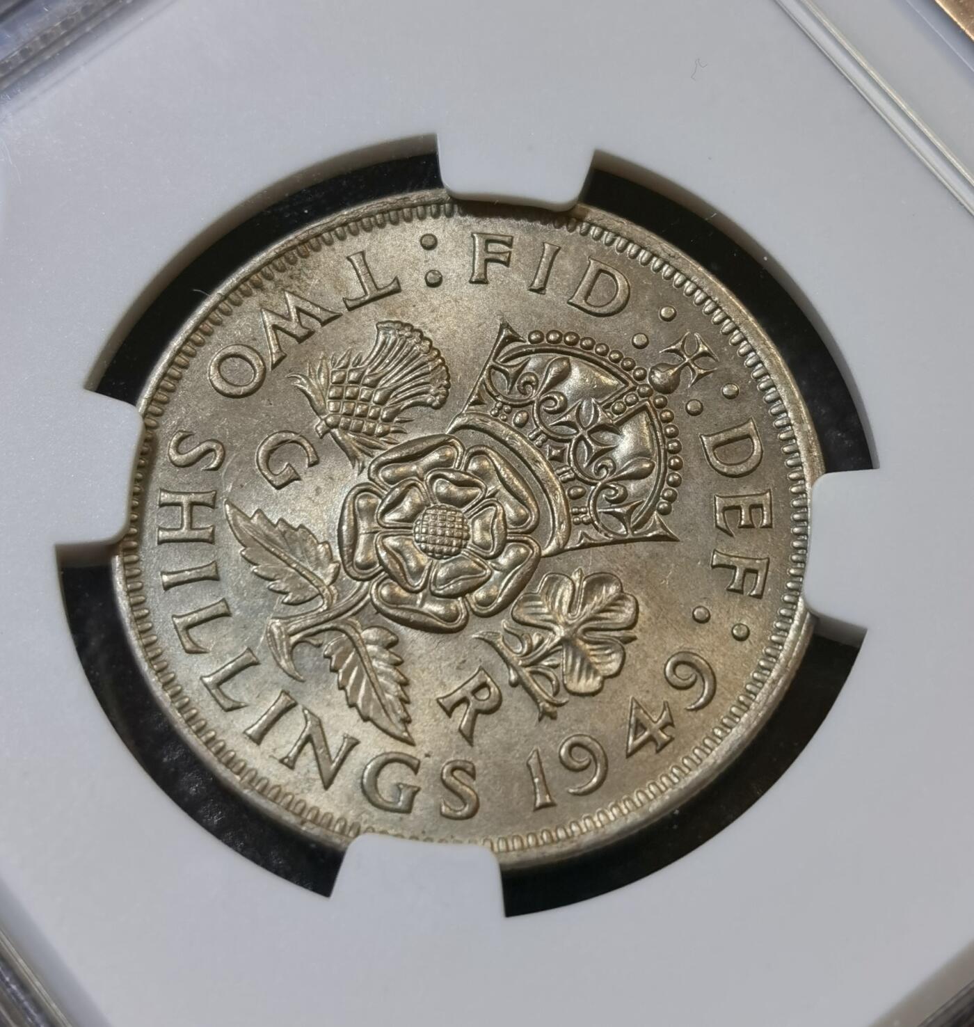 甄臻铺-世界币章拍卖（第44期）精品场拍品征集中，送拍享返佣金等优惠多多 NGC-MS63 英国1949乔治六世弗洛林硬币，状态很不错的一枚，适合凑品种