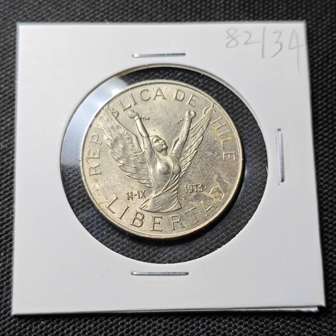 KK钱币收藏小铺 第382期  2月预留时间 周末发货 1977智利10比索 自由女神