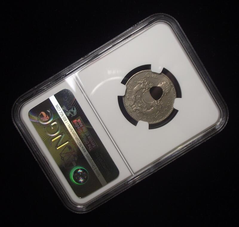 【Mint Error NGC-AU58】法属印支1938年厚版5分