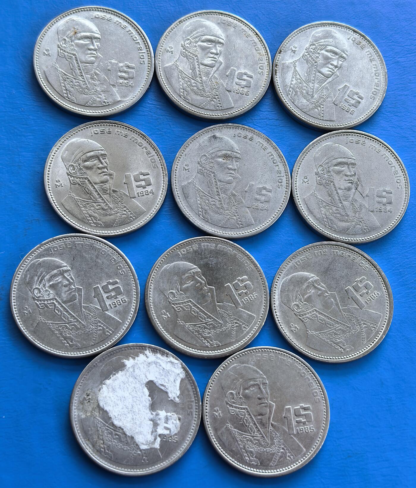 外国优质老铜币高银银币，周六九点倒数截拍，满百包邮，持续收拍 墨西哥90年代1比索11枚