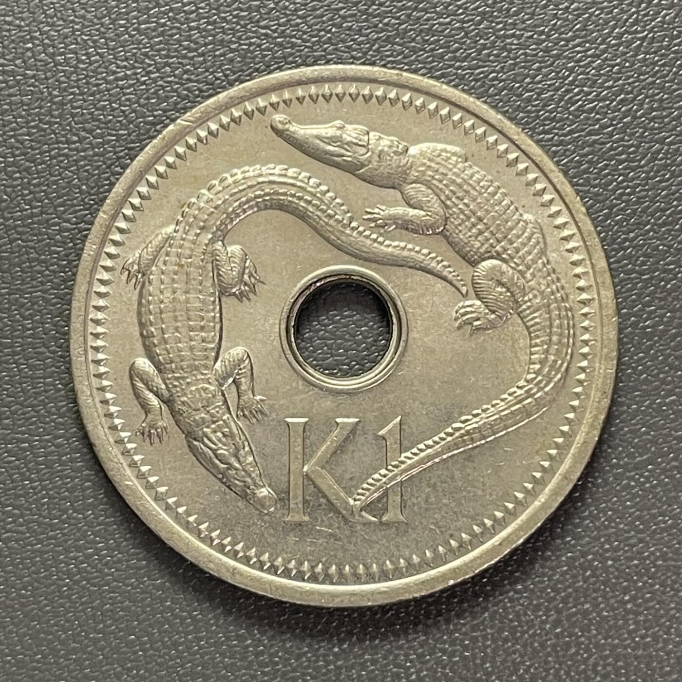 回流1222 美品巴布亚新几内亚1975年1基纳（Kina）鳄鱼🐊