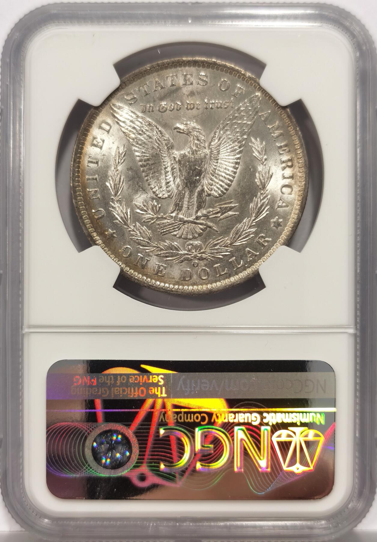 博洋堂世界钱币拍卖第153期（全场包邮） NGC MS60 美国1885年O版摩根 高分摩根易得 60分难见 作为ms入门分数的60分 十分少见 此枚光度不错 淡黄包浆 适合入藏