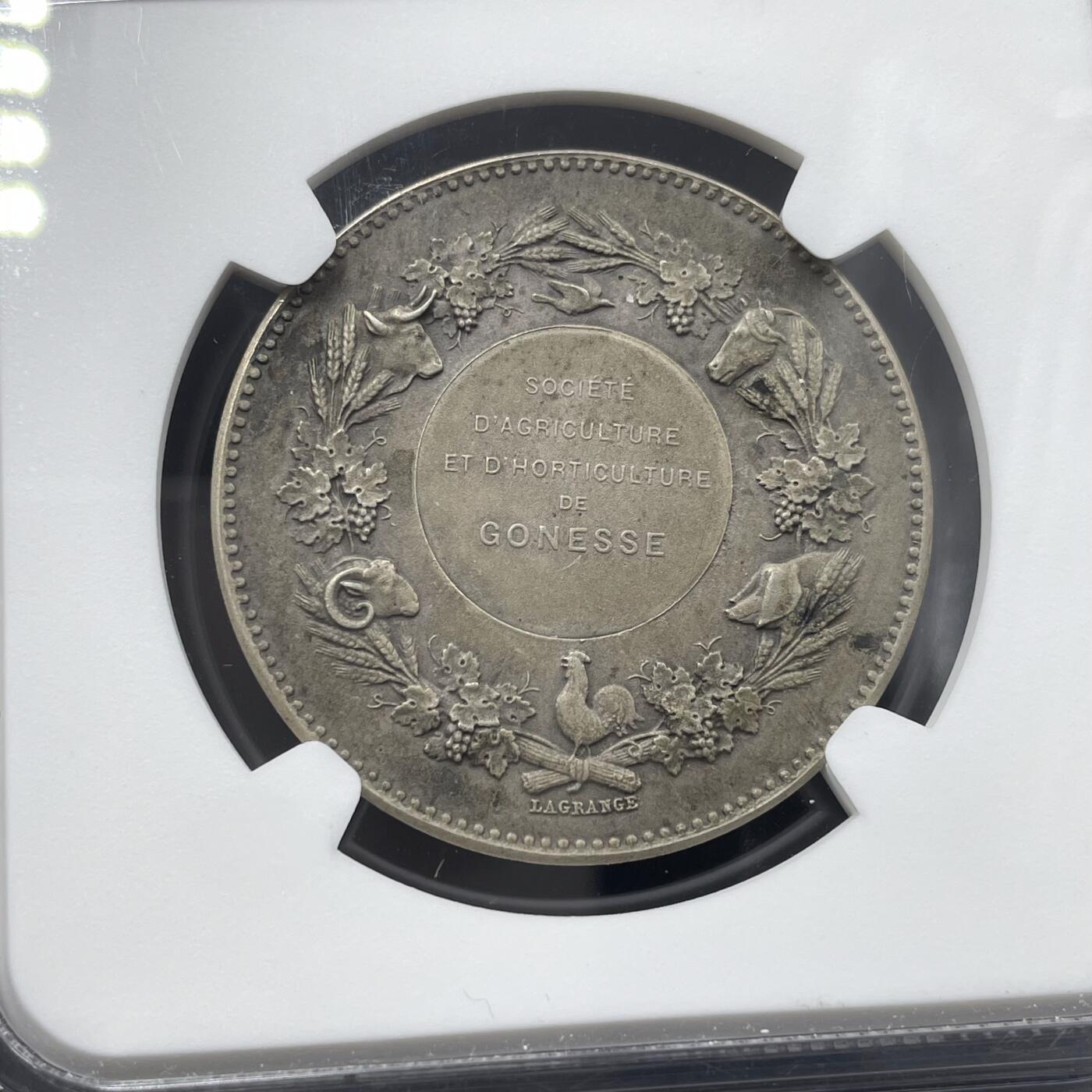 「木头集藏」“冬至雅藏”——章牌精品专场！ A.Dubois～法国园艺协会银奖章，MS 62，直径：32 mm，名家作品，品相不错。