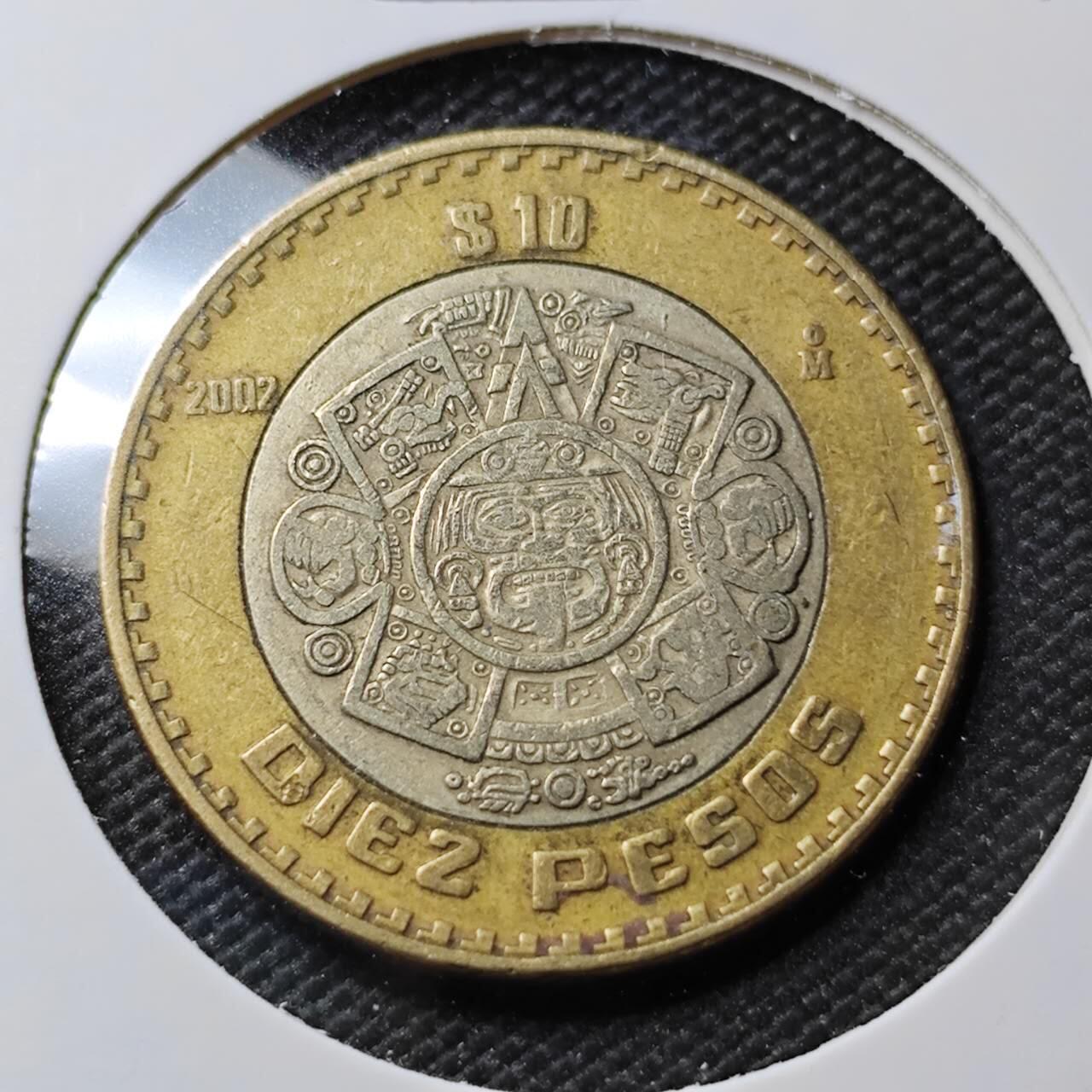 KK钱币收藏小铺 第382期  2月预留时间 周末发货  2002墨西哥10比索 双色币