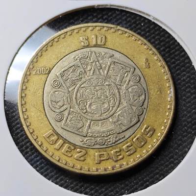 KK钱币收藏小铺 第382期  2月预留时间 周末发货 -  2002墨西哥10比索 双色币
