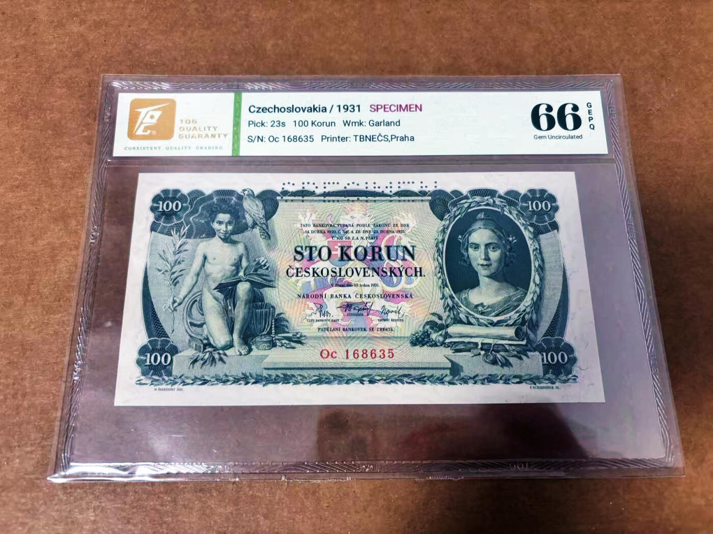【Blue Auction】世界纸币精拍第764期——18级TOP拍卖/信誉/品质/专业/高效💫 【样钞】捷斯 1931年100克朗 裸女 ACG66EPQ 