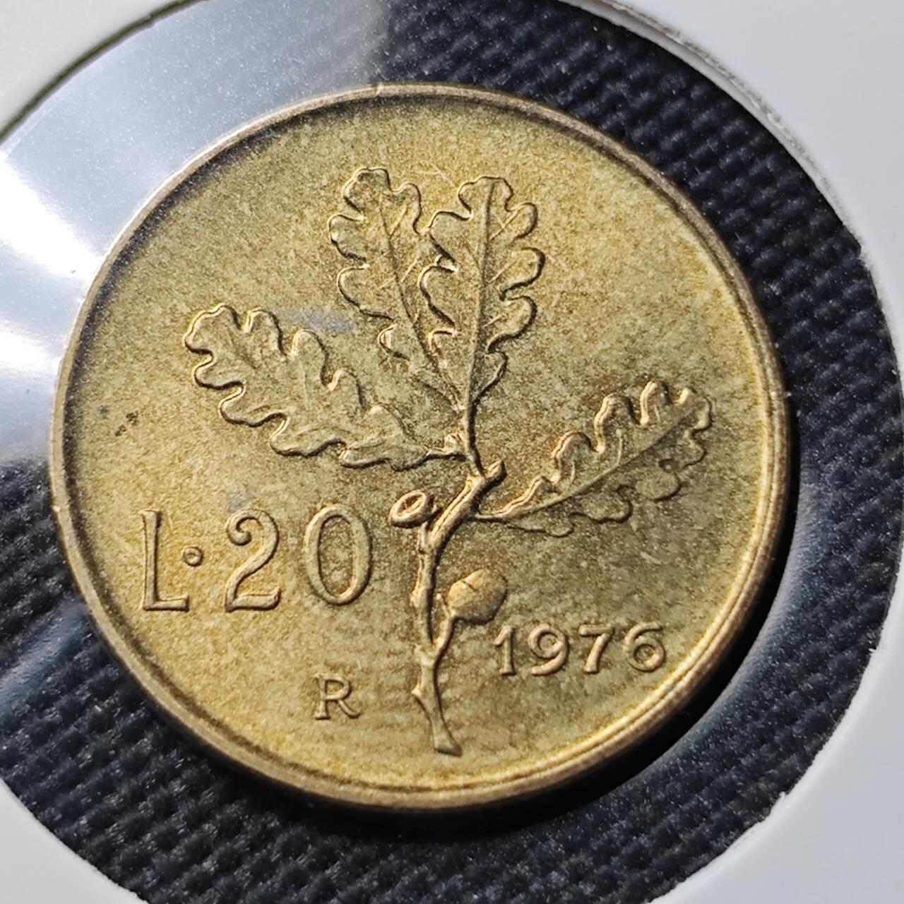 KK钱币收藏小铺 第382期  2月预留时间 周末发货 1976意大利20里拉 铜币