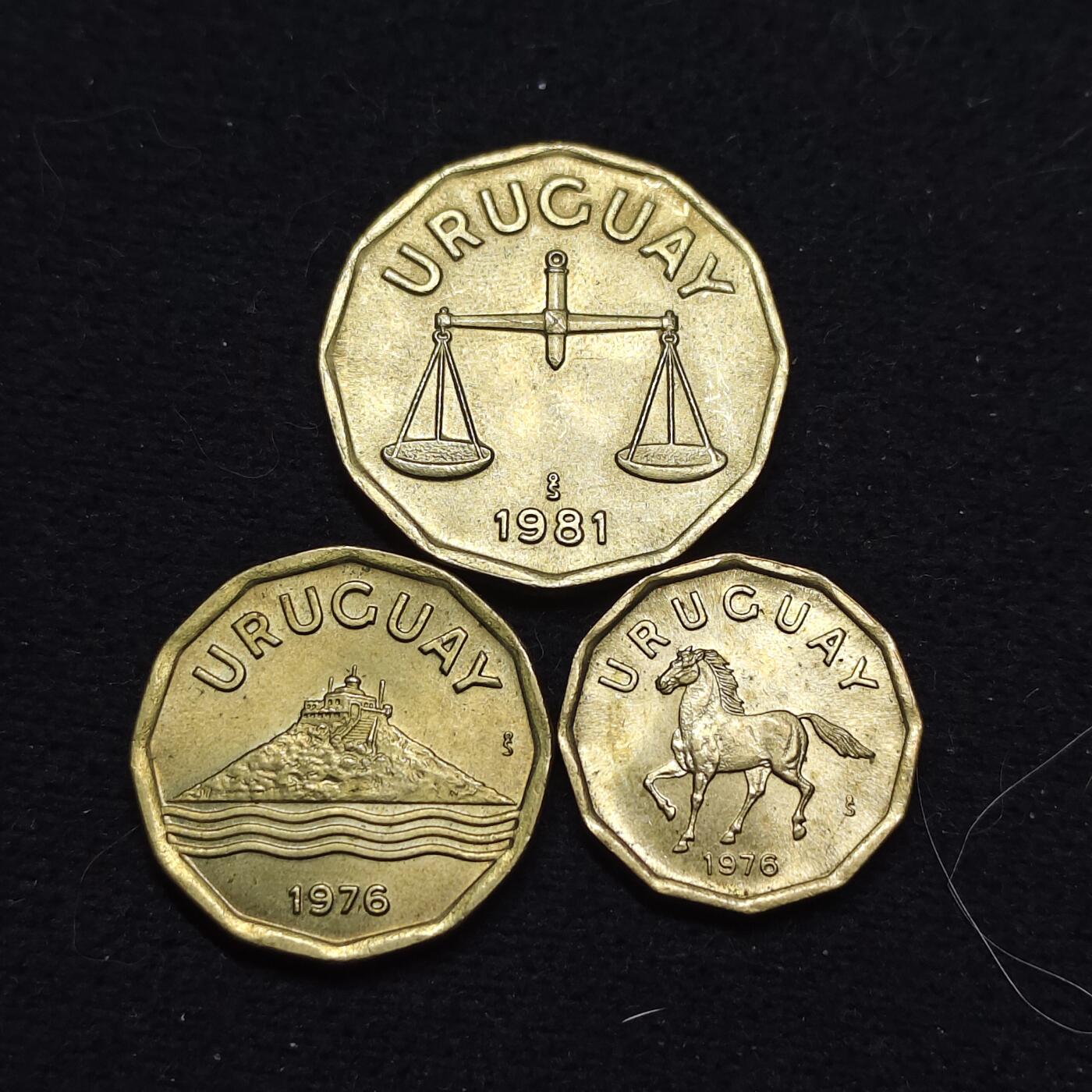 【全场包邮】纯粹捡漏拍486场（免费代拍第23场） 乌拉圭各年份3枚套币 BU品相