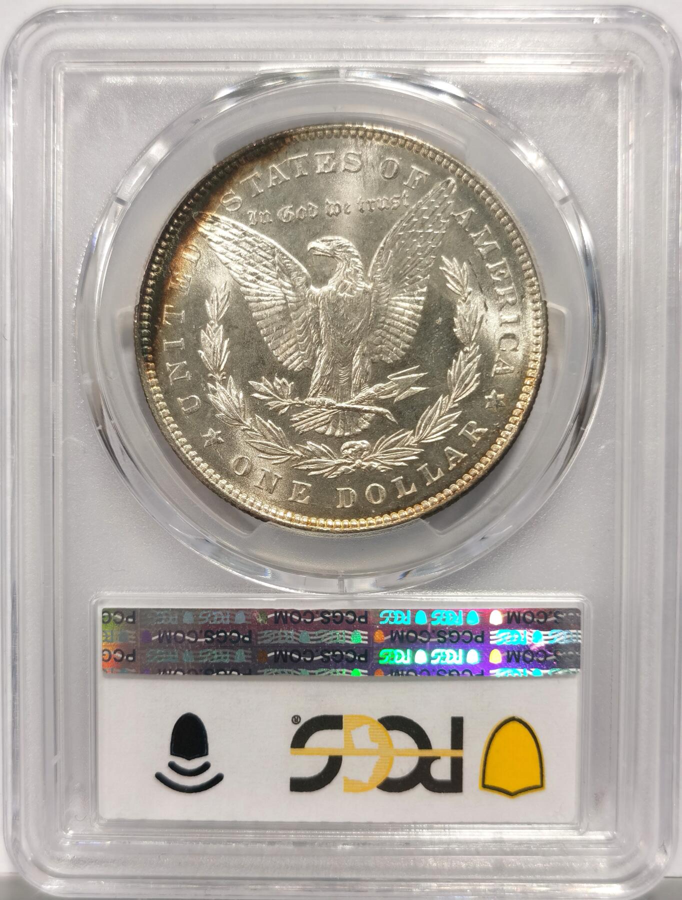 博洋堂世界钱币拍卖第153期（全场包邮） PCGS MS62 美国1878 首年摩根 7/8 尾部羽毛复打 稀有版别 人像面月牙形五彩包浆