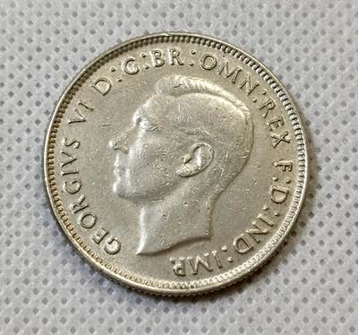 甄臻铺-世界币章拍卖（第44期）精品场拍品征集中，送拍享返佣金等优惠多多 - 英属澳大利亚乔治六世1弗洛林  1942年 925银  28.5mm  11.6g，细节见图