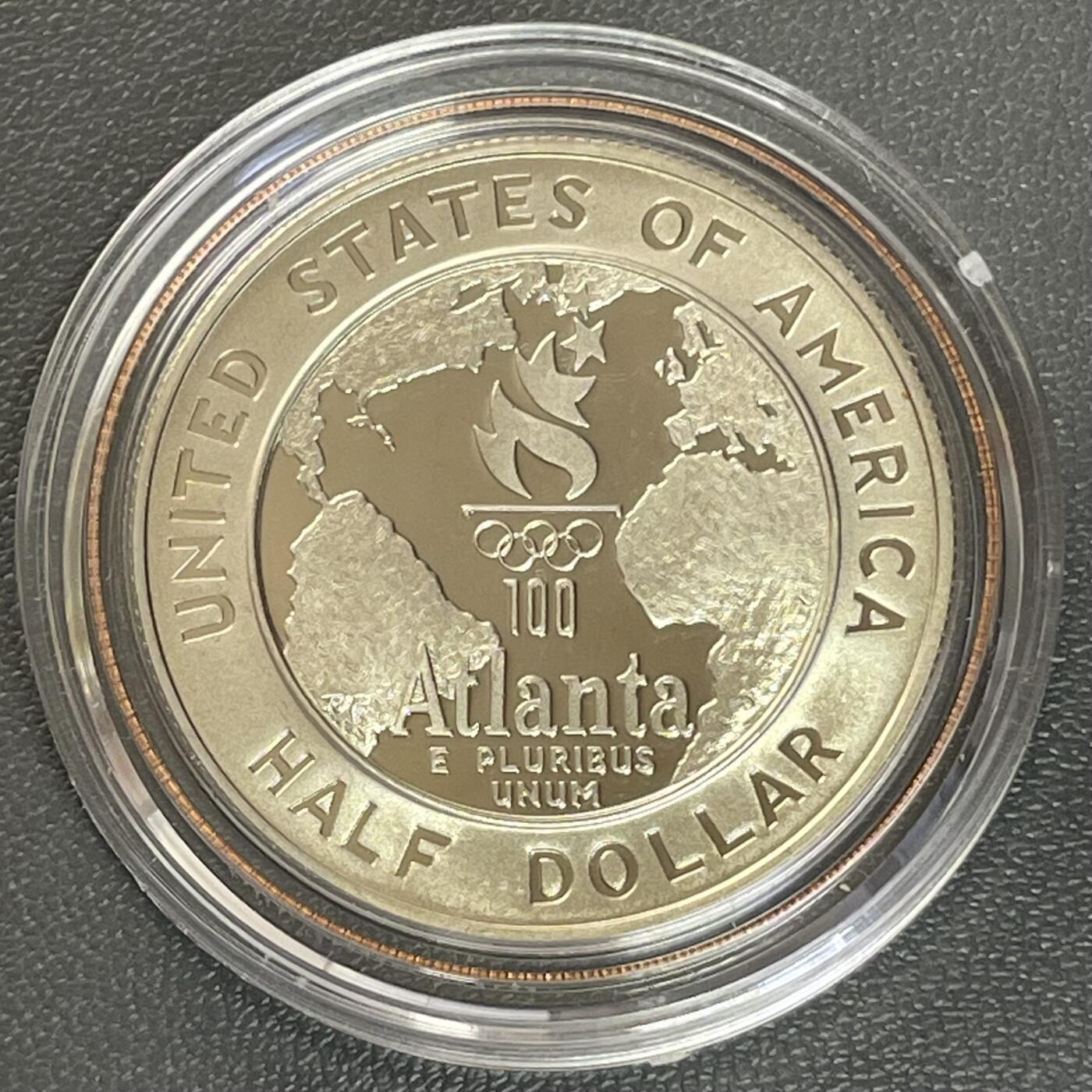 回流1222 盒封 美国1995年精制币 亚特兰大第26届奥运会棒球主题半圆纪念币