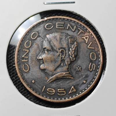 KK钱币收藏小铺 第382期  2月预留时间 周末发货 -  1954墨西哥5分铜币