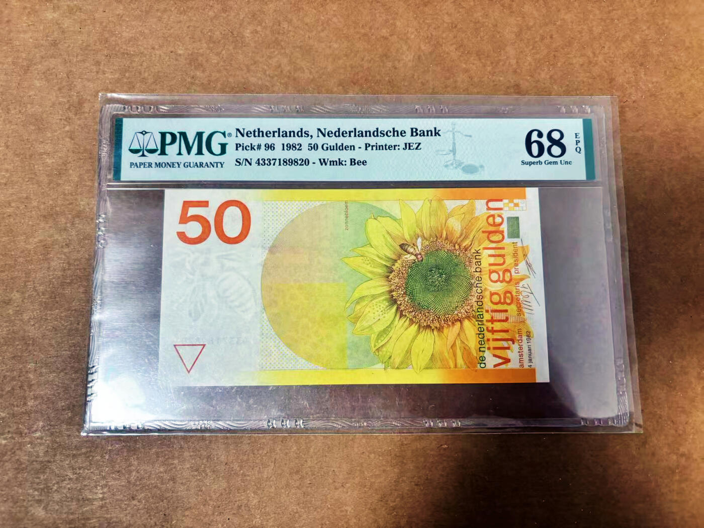 【Blue Auction】世界纸币精拍第764期——18级TOP拍卖/信誉/品质/专业/高效💫 荷兰 1982年50盾 向日葵 PMG68EPQ 高分