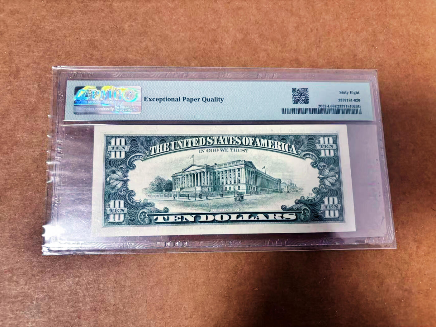 【Blue Auction】世界纸币精拍第764期——18级TOP拍卖/信誉/品质/专业/高效💫 【无47】美国 1995年10美金 PMG68EPQ 高分