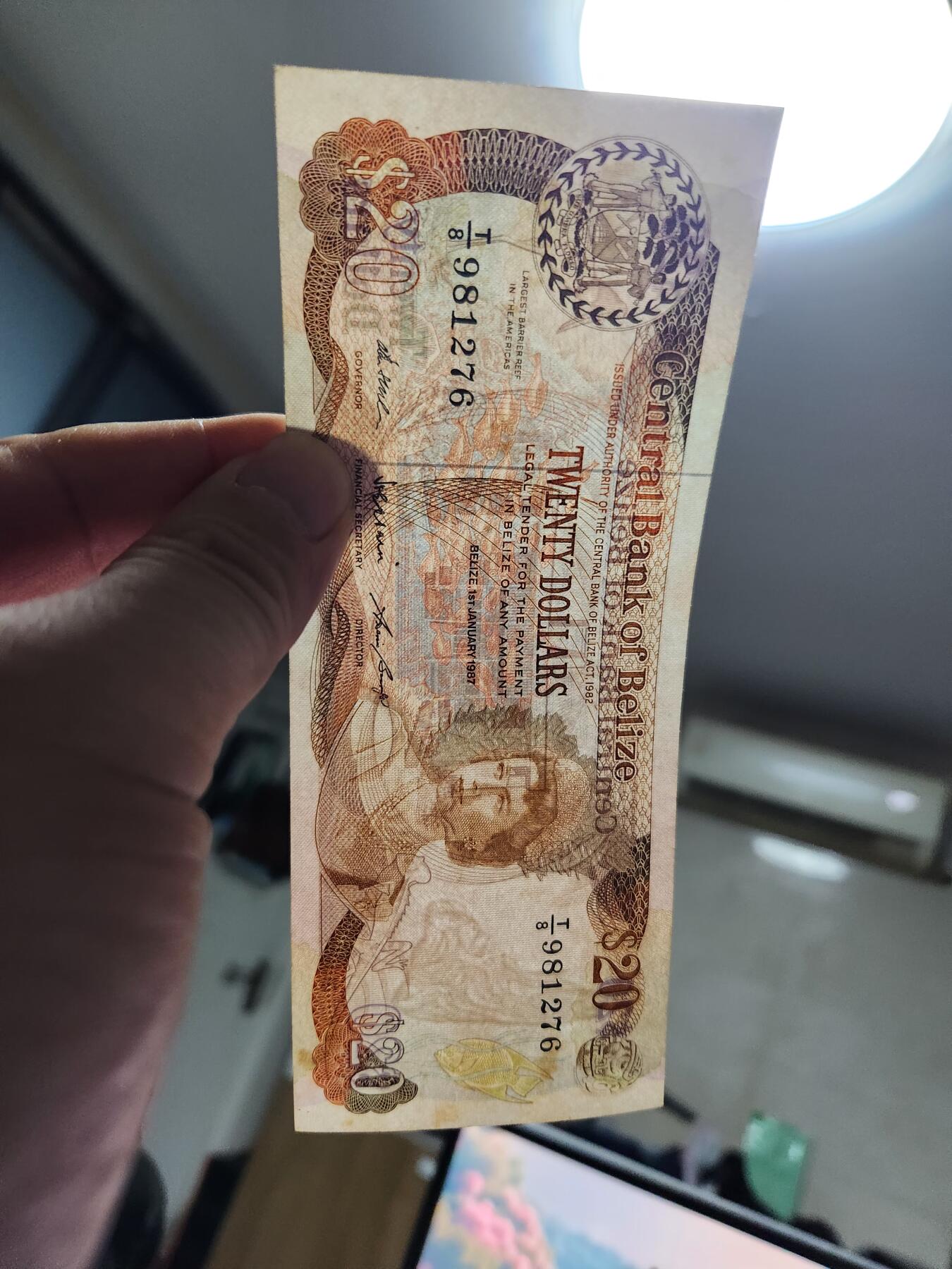 12月17号晚上8点 外国纸币自动截拍第73场 1982年 伯利兹 20元纸币 极美品