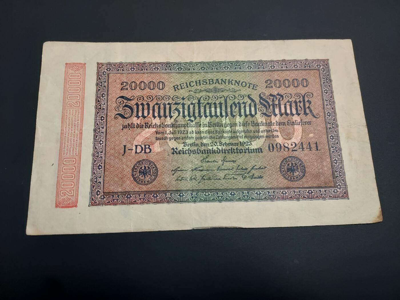 博彦收藏    12月22日 8点 钱币专场 全场包邮 1923 德国20000马克 流通好品