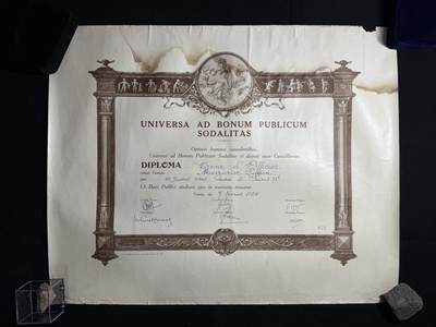 欢庆元旦！戎马世界章牌大赏第109期元旦大拍 - 法国“公共利益普世协会”会员证书，授予Lucien Adrien Mayriller协会官员身份