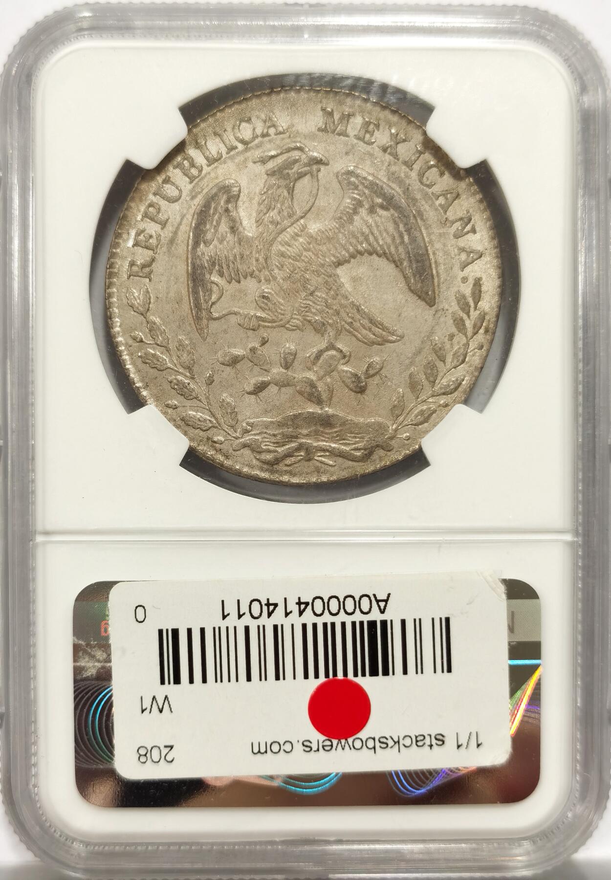 博洋堂世界钱币拍卖第153期（全场包邮） NGC MS62 墨西哥1875年PI MH版花边鹰洋，少见Pi厂中期高分