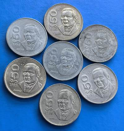 外国优质老铜币高银银币，周六九点倒数截拍，满百包邮，持续收拍 - 墨西哥80年代50比索7枚