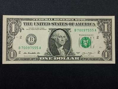 【游宝拍卖】乙巳蛇年99期 年末福尾场 - 美国-1美元【豹子号555 全新UNC】