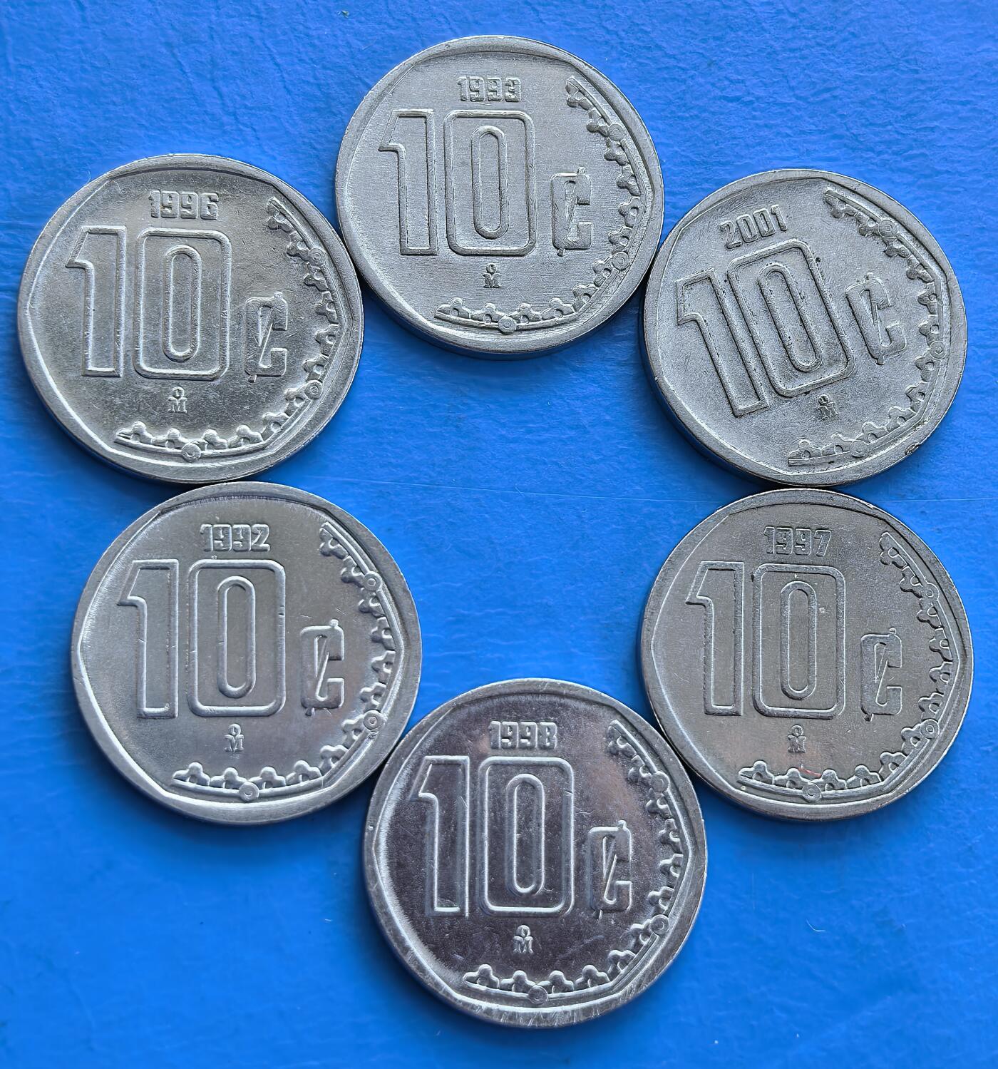 外国优质老铜币高银银币，周六九点倒数截拍，满百包邮，持续收拍 墨西哥90年代10分6枚