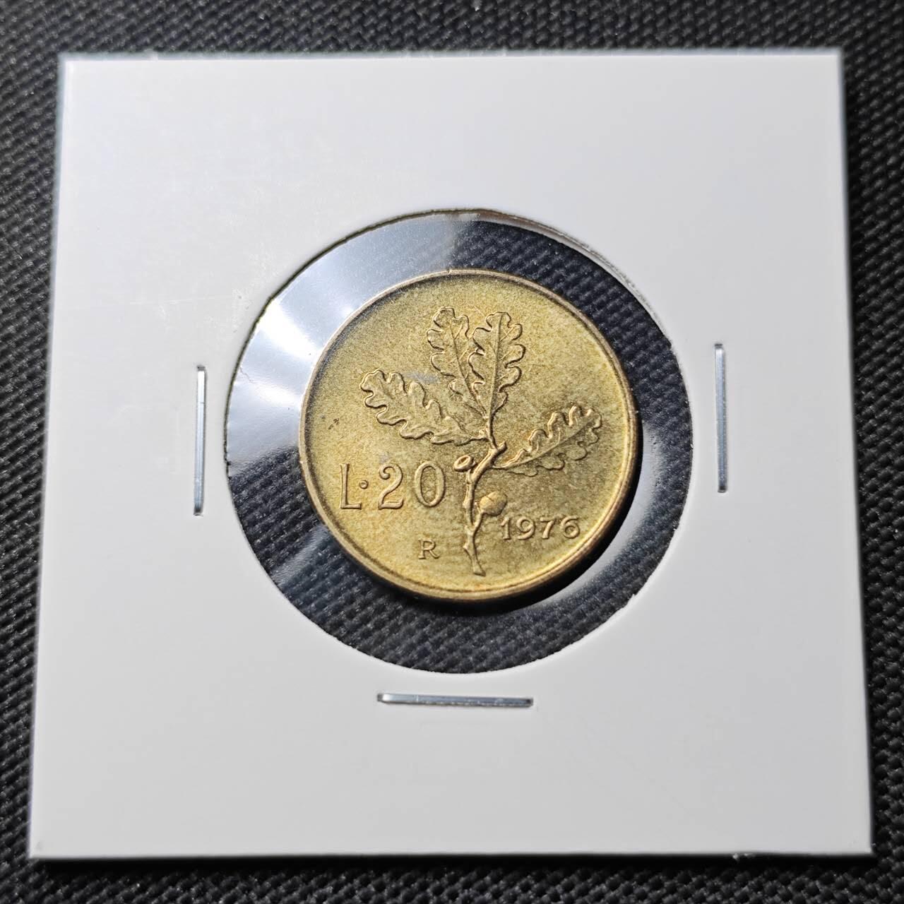 KK钱币收藏小铺 第382期  2月预留时间 周末发货 1976意大利20里拉 铜币