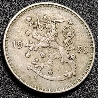 泉币菌-第151场-精品福利场 - 少见早期 芬兰1马克铜镍币1929年 21毫米4.0克