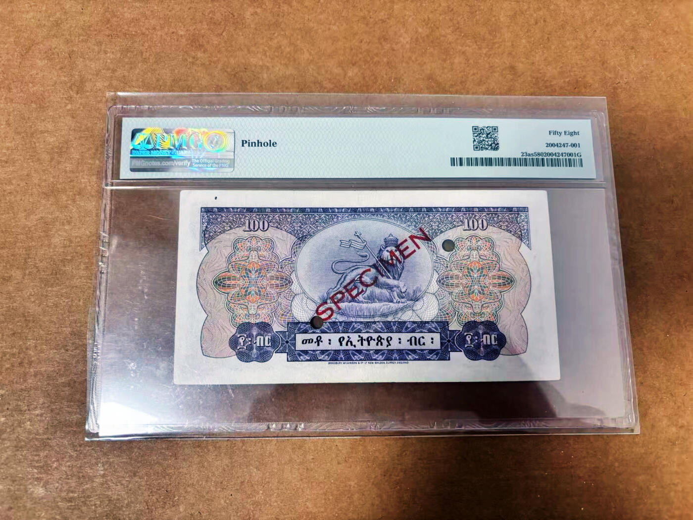 【Blue Auction】世界纸币精拍第764期——18级TOP拍卖/信誉/品质/专业/高效💫 埃塞俄比亚 1961年100元 末代国王海尔-塞拉西 主图是亚的斯亚贝巴市的圣三一大教堂 该国重要的宗教胜地 塞拉西国王夫妇都安葬于此 PMG58 样钞