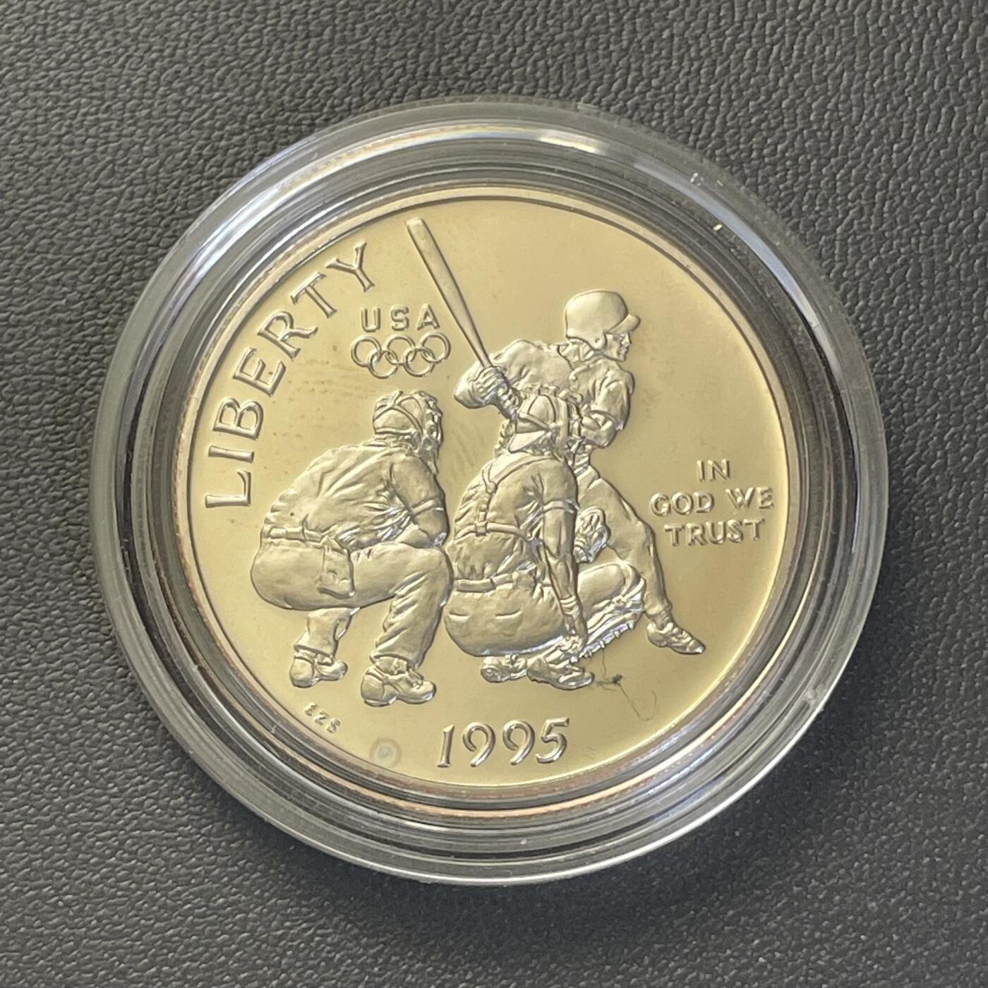 回流1222 盒封 美国1995年精制币 亚特兰大第26届奥运会棒球主题半圆纪念币