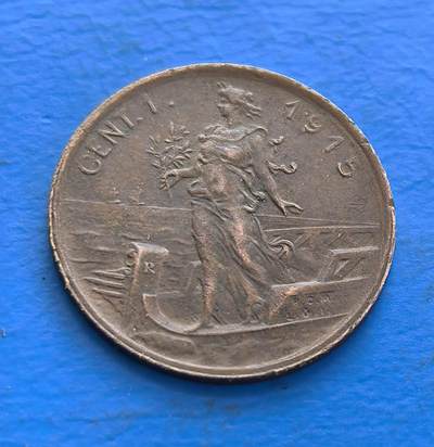 外国优质老铜币高银银币，周六九点倒数截拍，满百包邮，持续收拍 - 意大利1925年壹分铜币，正面是手持花枝的自由女神像，背为维托里奥・埃马努埃莱三世头像，见证意大利王国货币史，设计含人文与统治元素