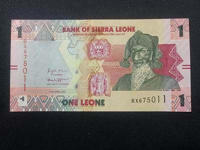 【游宝拍卖】乙巳蛇年99期 年末福尾场 - 塞拉利昂-1利昂【双尾11 全新UNC】