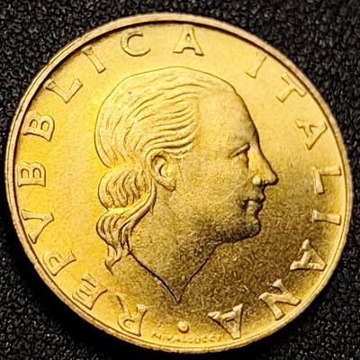 泉币菌-第150场-精品福利场 - 原铜光UNC 1995年 意大利200里拉黄铜硬币 女神 24mm 纪念币铜钱