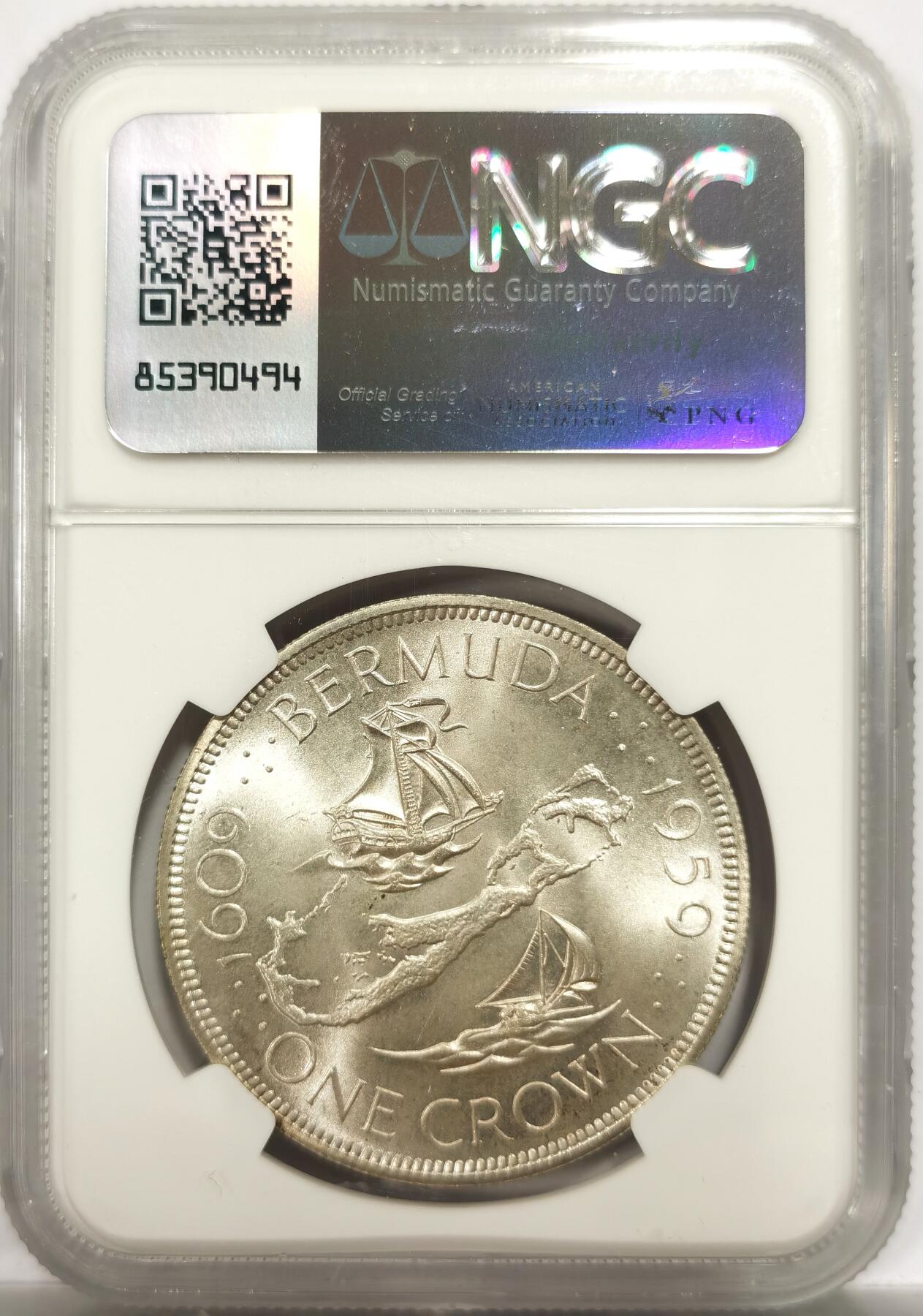 博洋堂世界钱币拍卖第153期（全场包邮） NGC MS67 百慕大1967年1克朗大银币，顶级高分，曝光雪花大银币，性价比超高