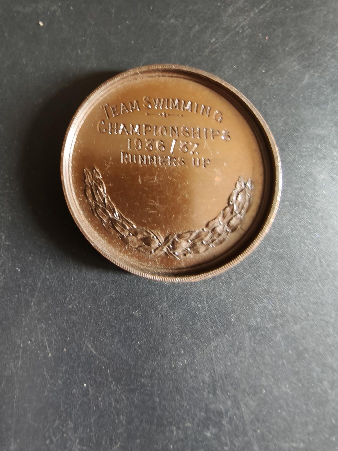 老王徽章第170期 英国1936驻埃及英军游泳竞赛大铜章     直径42mm    重量29g