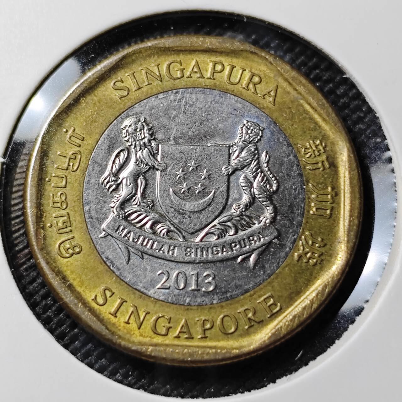 KK钱币收藏小铺 第382期  2月预留时间 周末发货 2013新加坡1元 