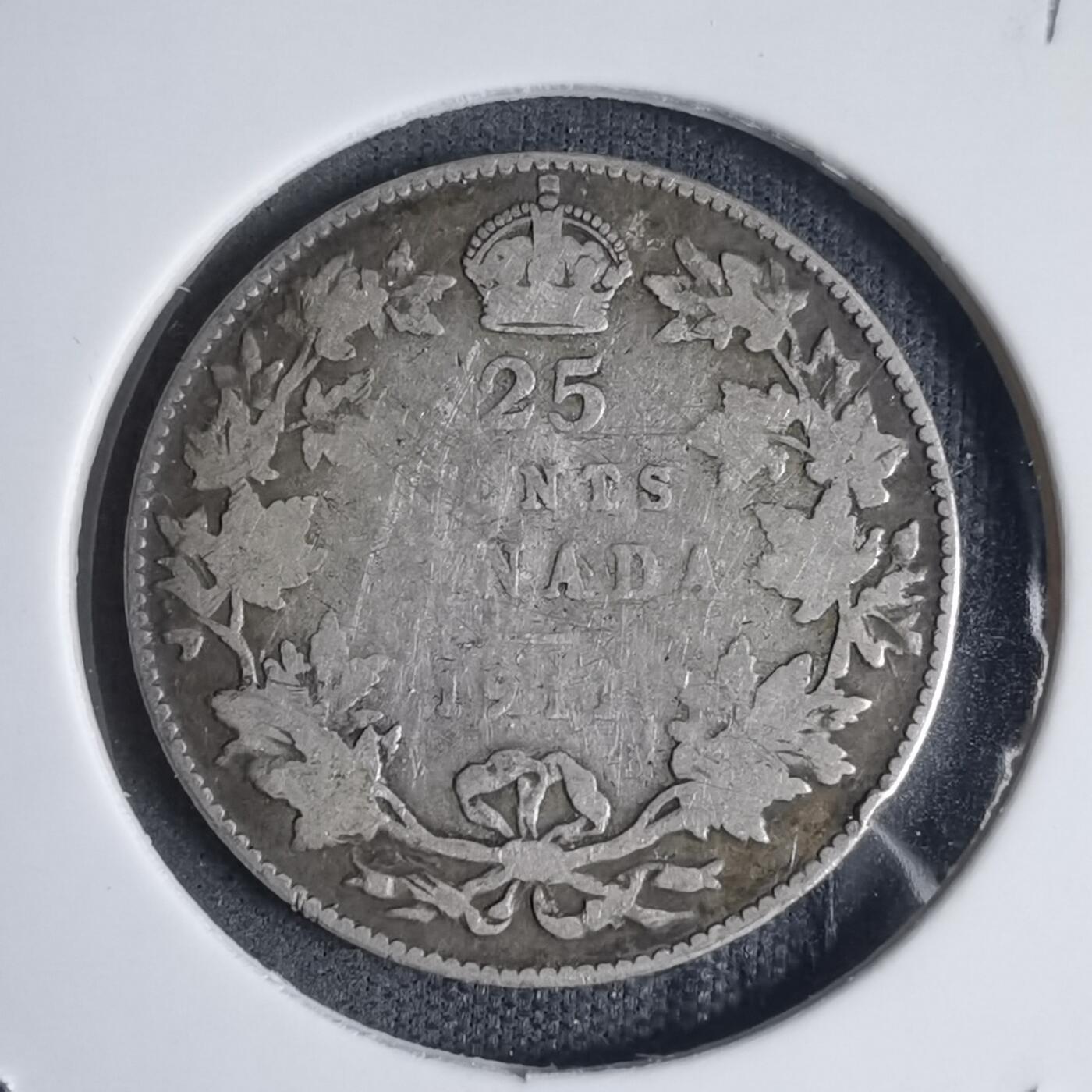 沼泽如烟--第939场 加拿大1911年25分银币