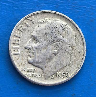 外国优质老铜币高银银币，周六九点倒数截拍，满百包邮，持续收拍 - 美国195年10美分银币，正面罗斯福像，背刻火炬、花枝，“IN GOD WE TRUST” 彰显文化，见证美国货币史。