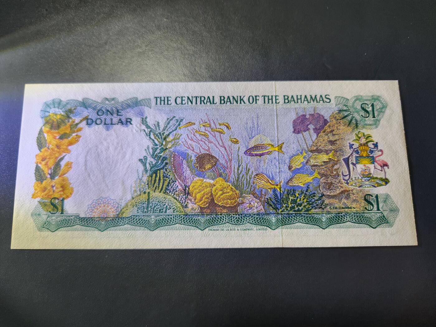 12月17号晚上8点 外国纸币自动截拍第73场 全新UNC  1974年巴哈马1元纸币 女王钞